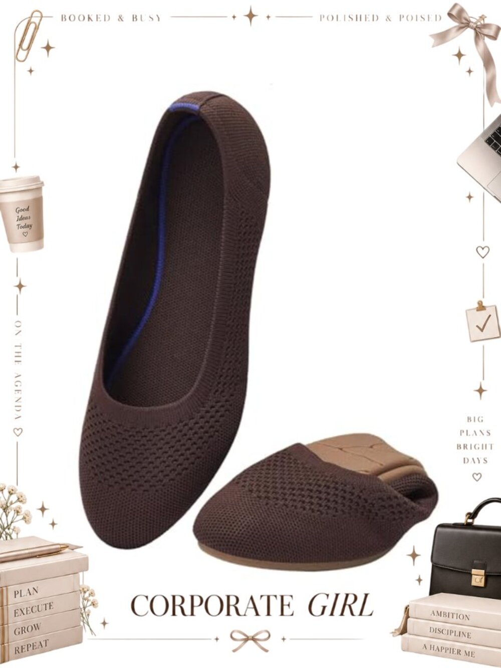 Women's Ballet Flats Round Toe Knit Slip On Walking Shoes
